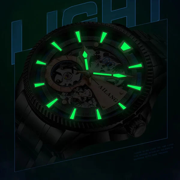 AILANG Original Design Unique 60 Seconds Watch For Men Waterproof Luminous Skeleton Automatic Mechanical Watches Men's Reloj