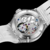 Haofa Luxury K9 Crystal Skeleton Tourbillon Mechanical Watch For Men GMT Flying Tourbillon Sapphire Wristwatches Day and Night