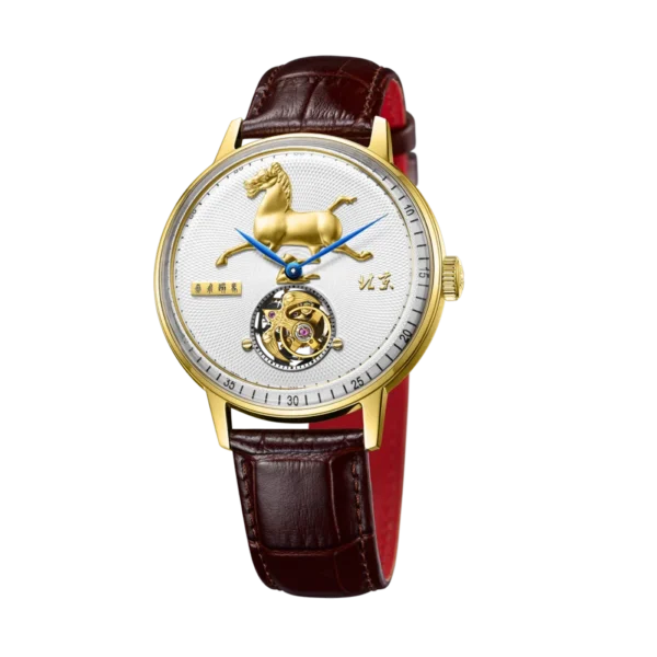 Beijing Flying Horse of Gansu Tourbillon Watch 43mm automatic mechanical watch business leather band fashion man men watch