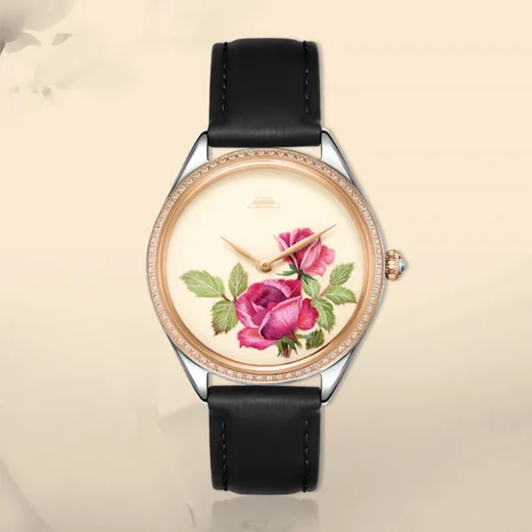 Beijing Suzhou Embroidery Rose Watch 38mm minimalist leather lady watch woman luxury elegant stainless steel woman fashion watch