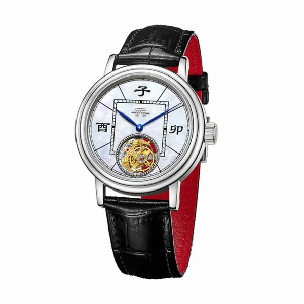Beijing Han Style Tourbillon Watch 40mm mechanical watch automatic leather band business man watch men casual simple watch