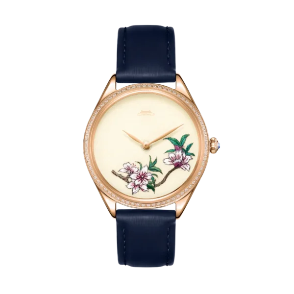 Beijing Suzhou Embroidery Peach Blossom Watch 38mm lady leather quartz wristwatch stainless steel woman fashion watch elegant