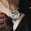 Haofa Skeleton GMT Tourbillon Movement Mens Watch Sapphire Mechancial Tourbillon Wristwatches Day And Night Watch 1601