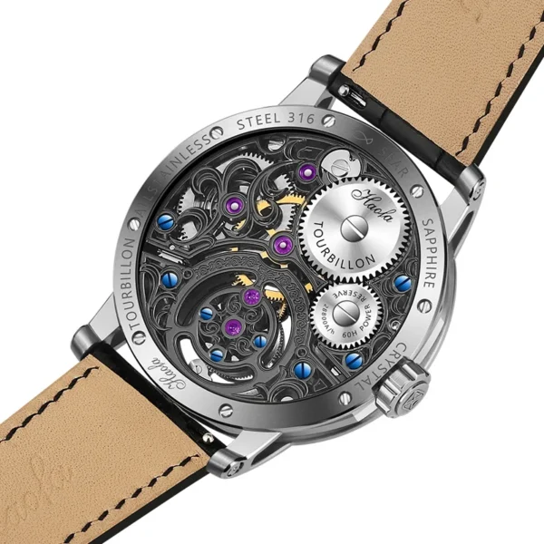Haofa Manual Tourbillon Movement Watch for Men 12 O'clock Tourbillon Moonphase Skeleton Sapphire Mechanical Wristwatches 1939