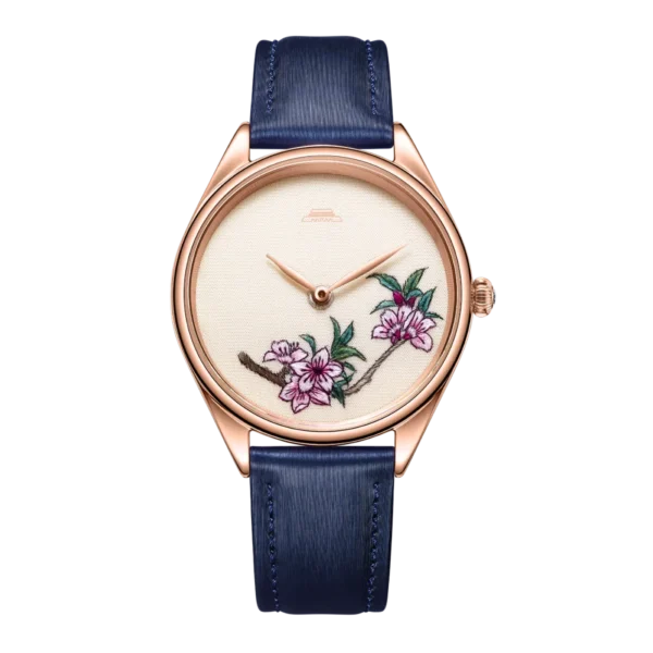 Beijing Suzhou Embroidery Peach Blossom Watch 38mm stainless steel quartz wristwatch lady elegant luxury watch woman women watch