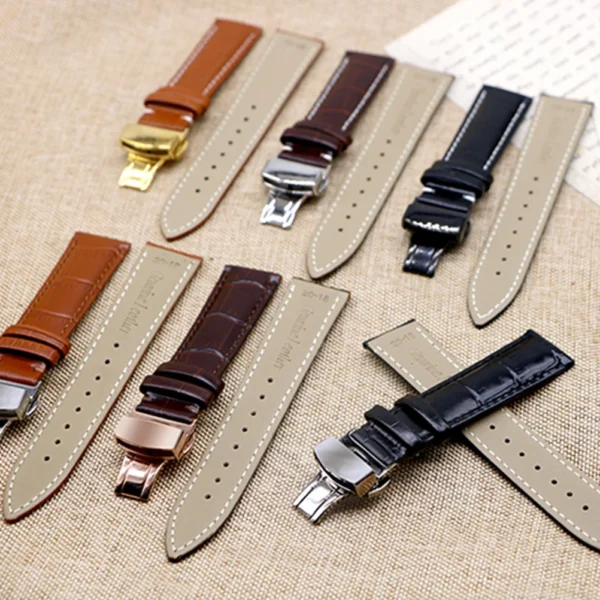 18Mm Watch Band For Wristwatch Men Women Replacement Stylish Durable Premium Black White Line Strong Metal Clasp