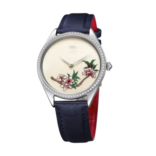 Beijing Suzhou Embroidery Peach Blossom Watch 38mm quartz wristwatch lady fashion luxury woman watch women dress leather watch