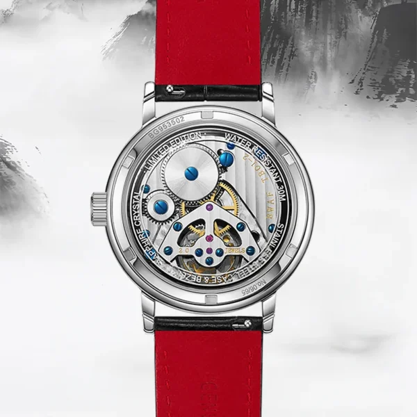 Beijing Han Style Tourbillon Watch 40mm mechanical watch automatic leather band business man watch men casual simple watch