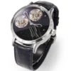 2025 New Luxury Men's Watch 45mm Dual Tourbillon Custom Carved Movement Painted Mother of Pearl Dial Automatic Watch