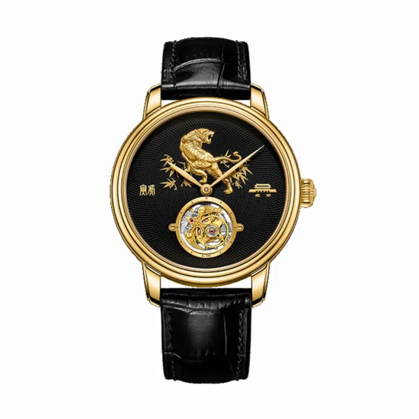Beijing Year of the Tiger Tourbillon Watch 42mm mechanical watch automatic man business classic fashion men watch casual leather