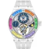 Haofa Luxury K9 Crystal Skeleton Tourbillon Mechanical Watch For Men GMT Flying Tourbillon Sapphire Wristwatches Day and Night