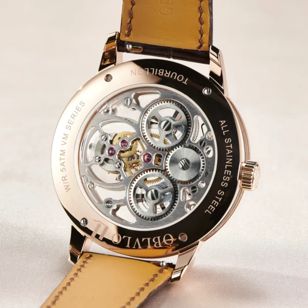 OBLVLO Flying Tourbillon Men Mechanical Watches Diamond Bezel Full Skeleton Dial Watches Super Luminous Sapphire Glass Men Watch