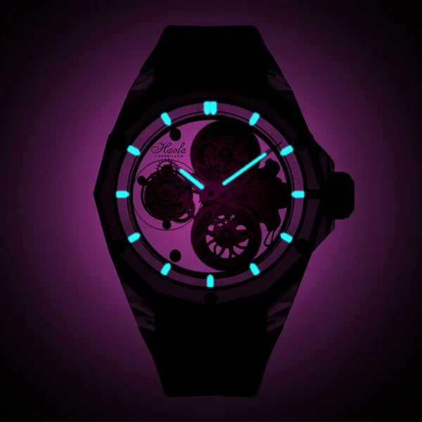 Haofa Crystal Transparent Mechanical Men's Watch Tourbillon Full Sapphire Case Manual Wristwatch 2388