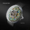 CRONUSART Men Tourbillon Watch 43mm Titanium Mechanical Wristwatch Luminous Tangka Enamel Dial Fluororubber Strap Skeleton