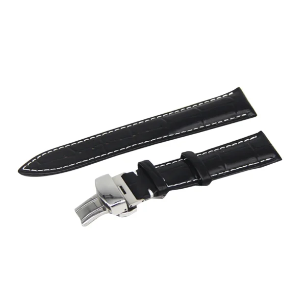 18Mm Watch Band For Wristwatch Men Women Replacement Stylish Durable Premium Black White Line Strong Metal Clasp