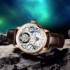 Haofa Manual Tourbillon Movement Watch for Men 12 O'clock Tourbillon Moonphase Skeleton Sapphire Mechanical Wristwatches 1939