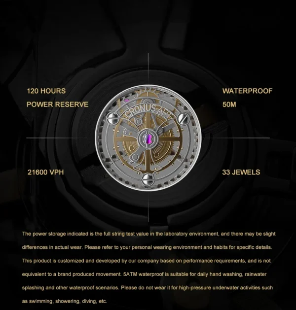 CRONUSART Men Tourbillon Watch 43mm Titanium Mechanical Wristwatch Luminous Tangka Enamel Dial Fluororubber Strap Skeleton