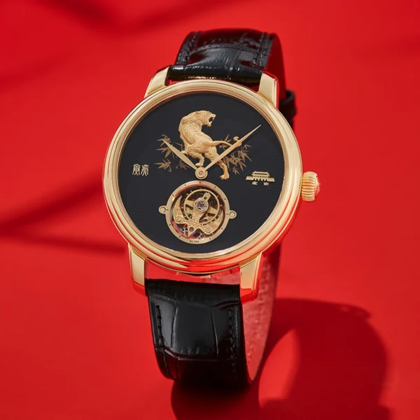 Beijing Year of the Tiger Tourbillon Watch 42mm mechanical watch automatic man business classic fashion men watch casual leather