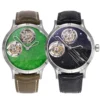 2025 New Luxury Men's Watch 45mm Dual Tourbillon Custom Carved Movement Painted Mother of Pearl Dial Automatic Watch