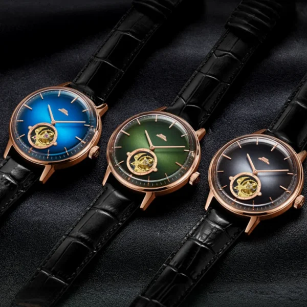 Beijing 60th Anniversary Special Color Edition 43mm tourbillon mechanical automatic watch leather skeleton man watch men fashion