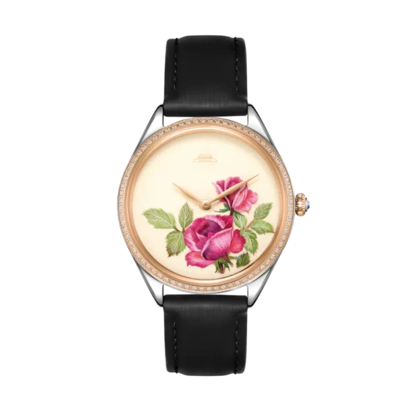 Beijing Suzhou Embroidery Rose Watch 38mm leather quartz wristwatch lady stainless steel elegant luxury woman watch fashion