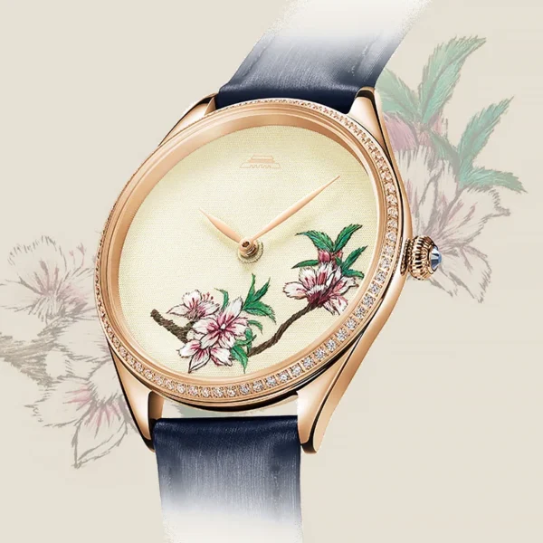 Beijing Suzhou Embroidery Peach Blossom Watch 38mm quartz wristwatch lady fashion luxury woman watch women dress leather watch