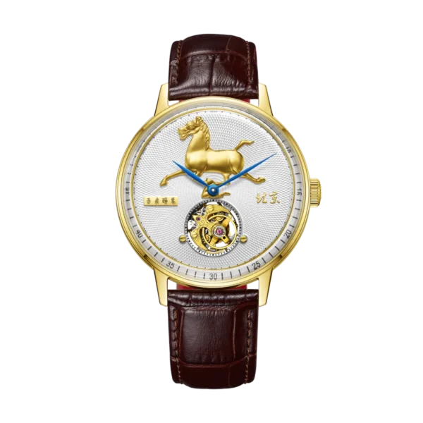 Beijing Flying Horse of Gansu Tourbillon Watch 43mm automatic mechanical watch business leather band fashion man men watch