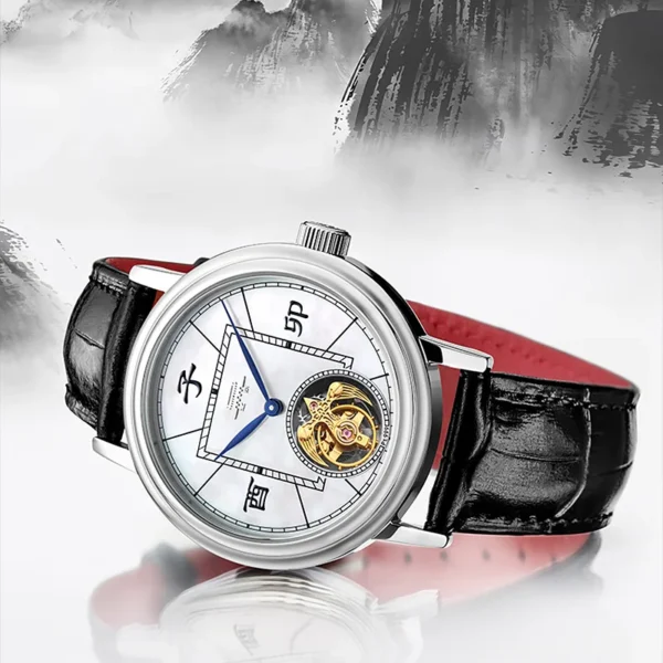 Beijing Han Style Tourbillon Watch 40mm mechanical watch automatic leather band business man watch men casual simple watch