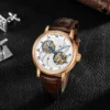 Haofa 18K Solid Gold Double Tourbillon Manual Mechanical Mens Watch Sapphire Business Casual Watches for Man K001