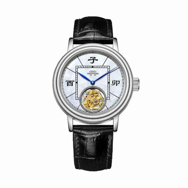 Beijing Han Style Tourbillon Watch 40mm mechanical watch automatic leather band business man watch men casual simple watch